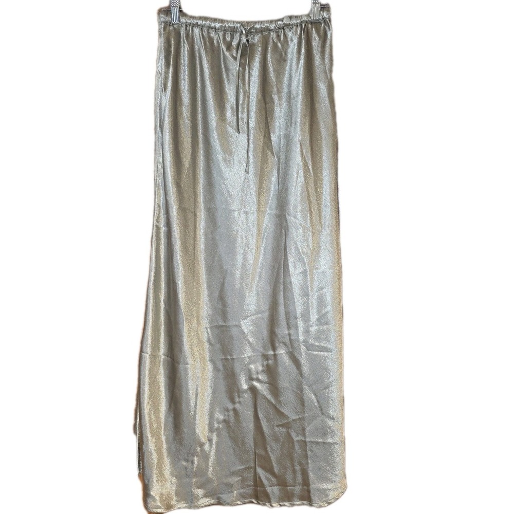 Topshop Green Satin Maxi Skirt Sz 8 Stretchy Waist
